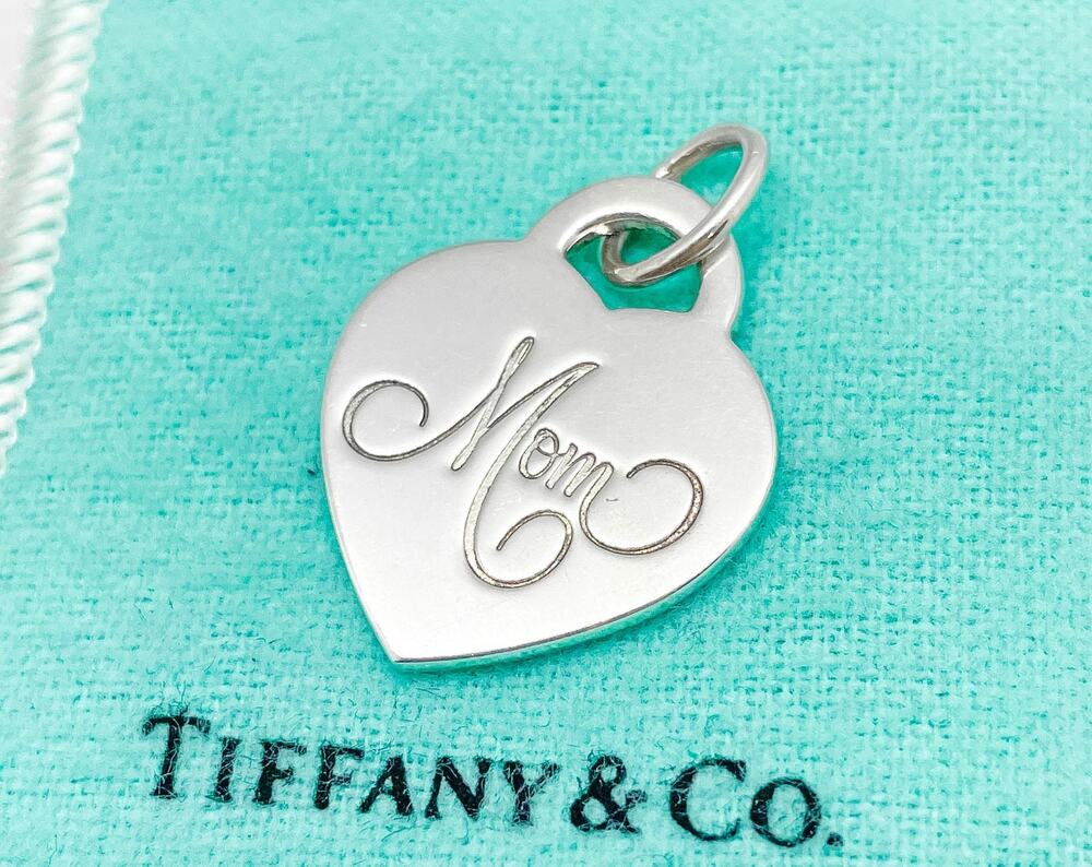 Tiffany & Co. Mom Heart Tag Charm Sterling Silver 1"